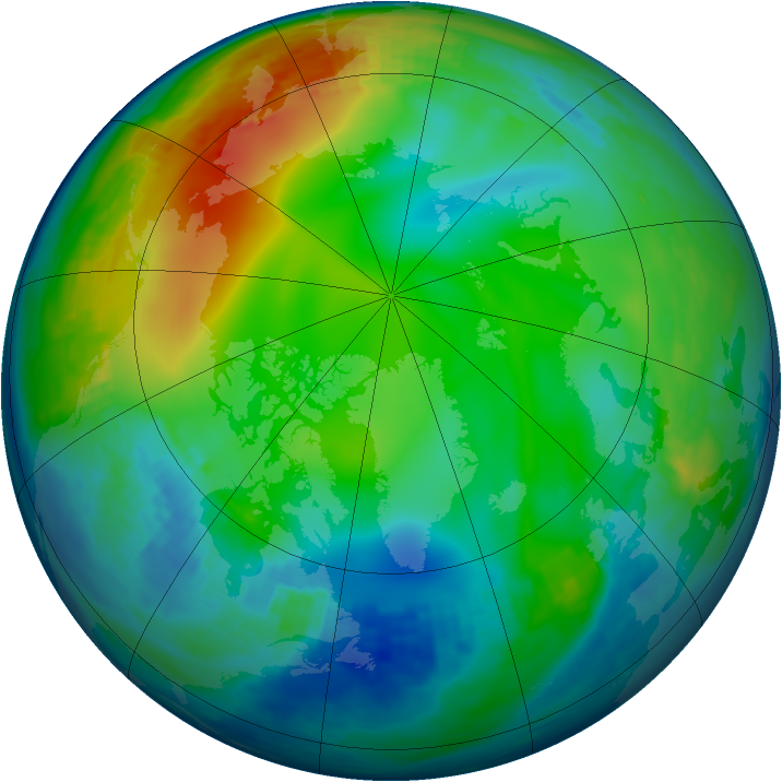 Arctic ozone map for 29 November 1993